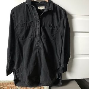 Madewell Black Wash Popover Denim Shirt